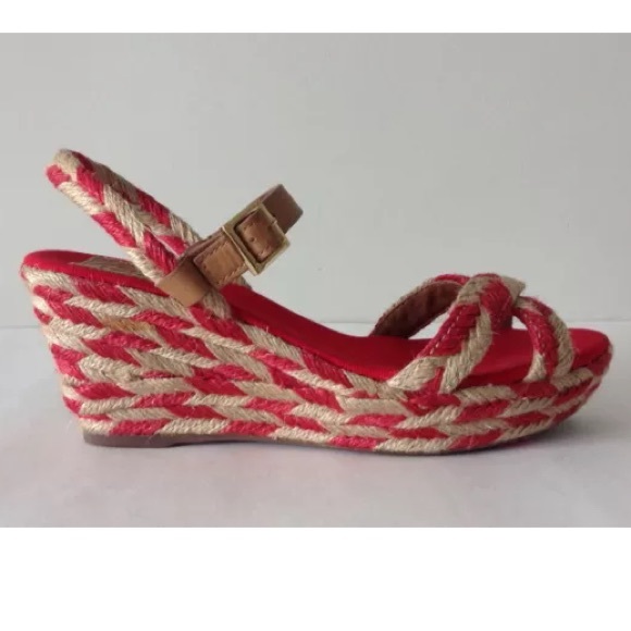 TORY BURCH CAMELIA WEDGE ANKLE STRAP ESPADRILLES - Picture 1 of 4